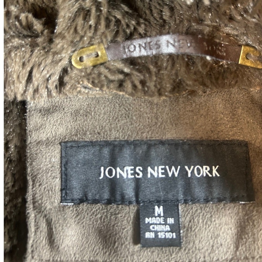Jones New York Womens Faux Suede Fur Lined Hooded Jacket Coat Size M - Picture 5 of 9